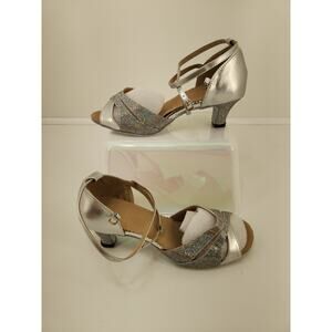 Women’s Silver Glitter Latin Ballroom Dance Shoes Size 9 EU 41